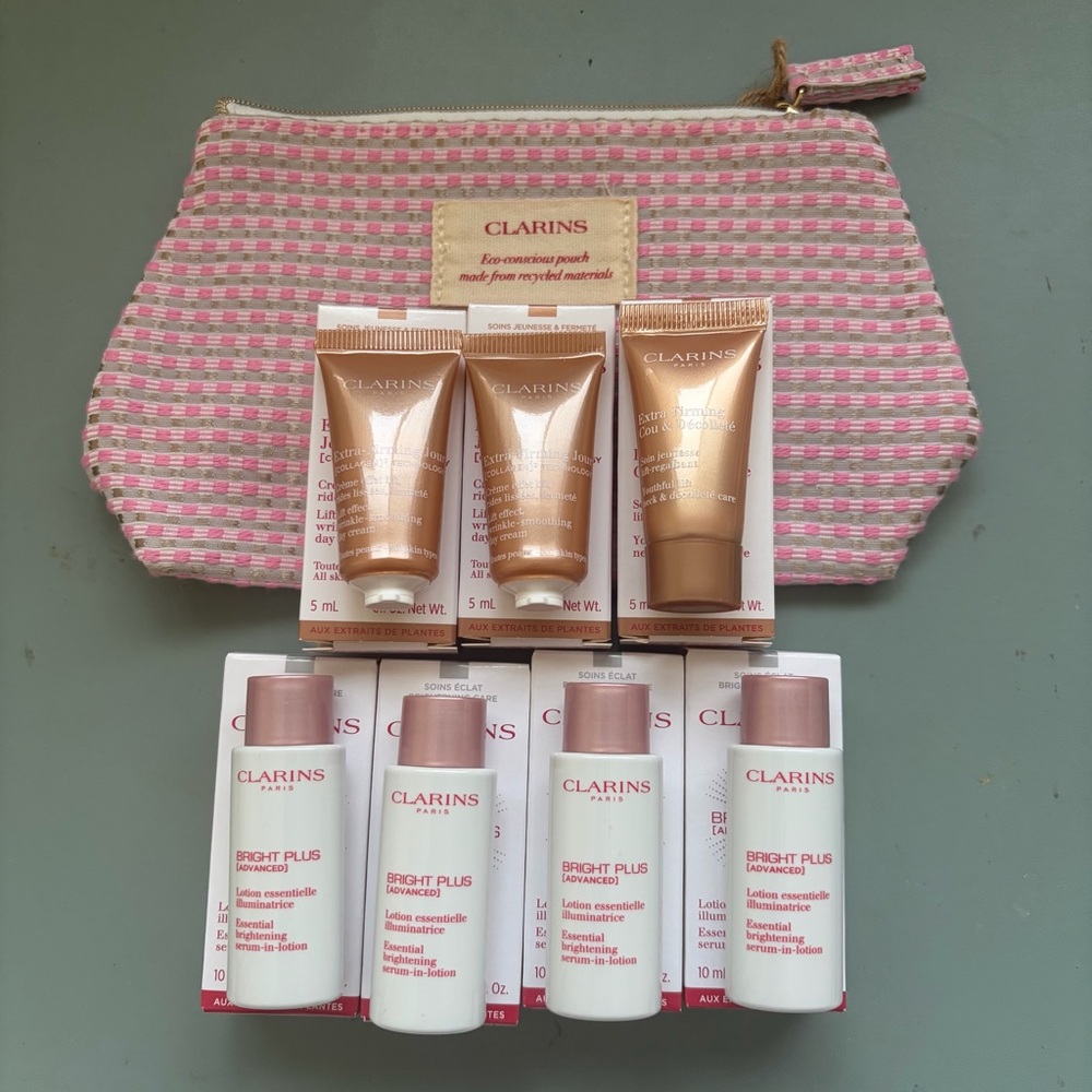 Clarins Skincare Sample Set with Pink Pouch